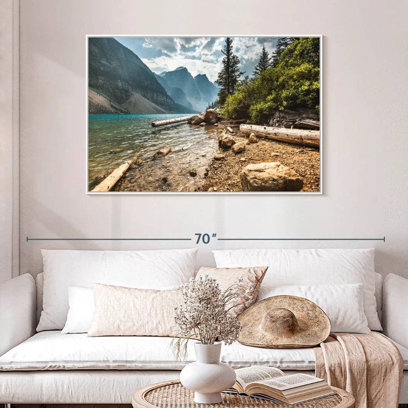 Moraine Lake Waterfront, Cadre flottant blanc, 46 po x 31 po