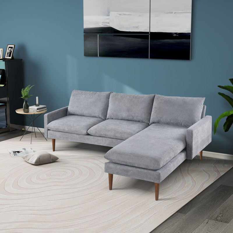 Canapé modulaire large rembourré, Velours gris