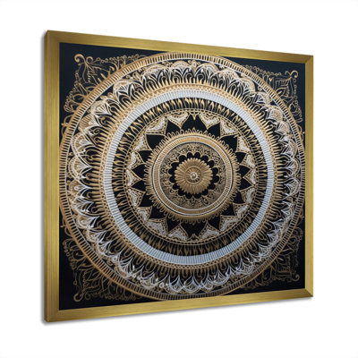 Mandala blanc et or I sur toile
