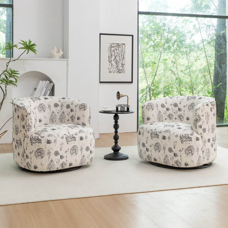 Fauteuil demi-tonneau pivotant rembourré Bryonie