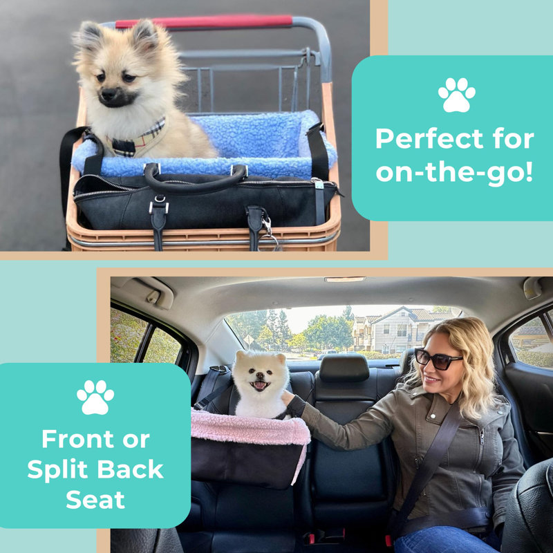 Gray Adjustable Dog Car Seat with Safety Tether