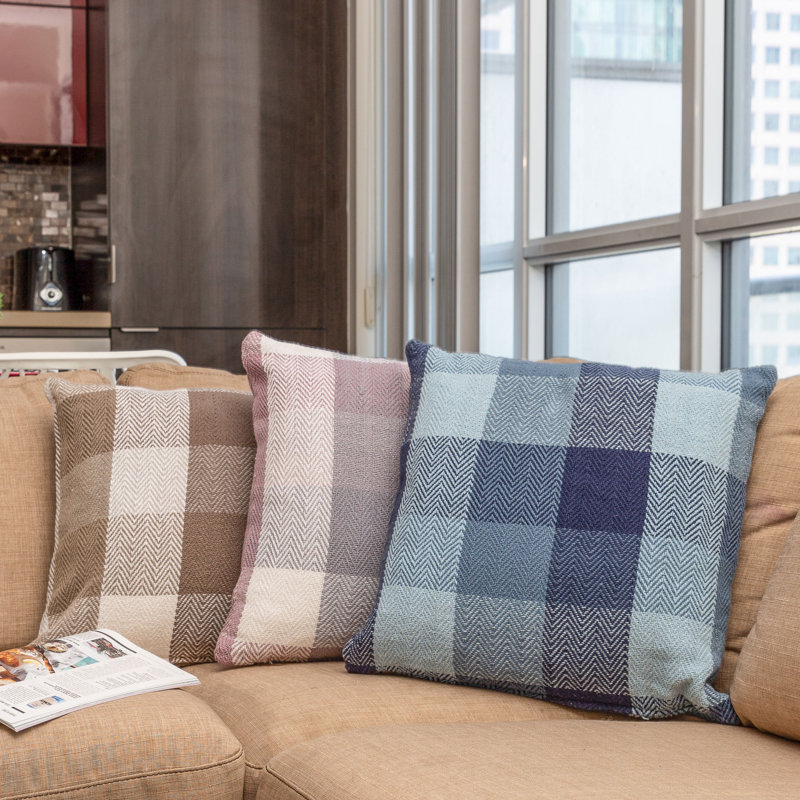 Plaid Throw Pillow, Taupe