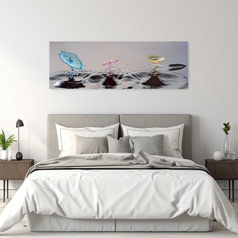 «Vibrant Liquide Collisions Abstract Colorful Vibrant», art mural, H 20 po x l 60 po