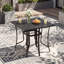 Table de patio carrée pour 4 personnes, table de salle à manger en métal avec trou pour parasol