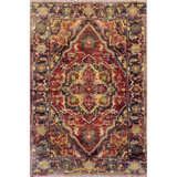 Wool Oriental Area Rug in Rust/Charcoal/Red