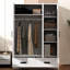 Garde-robe 3 portes avec tiroirs de rangement, tablettes et tringle