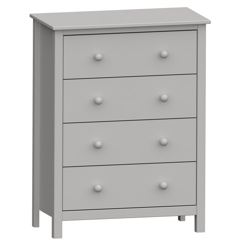 Montauk Solid Wood 4 - Drawer Dresser, Gray