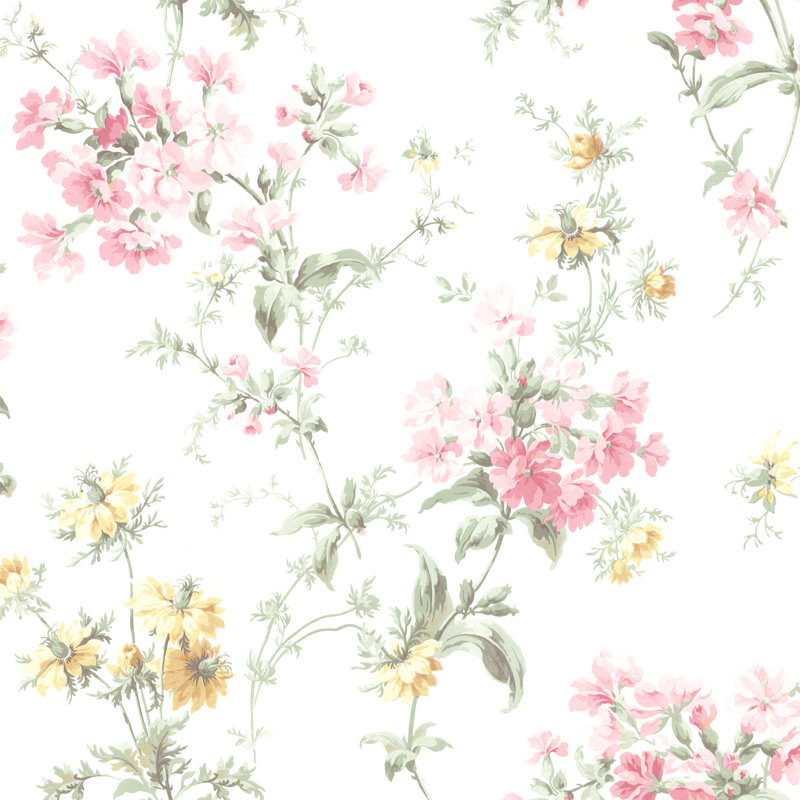 Papier peint embossé à fleurs sauvages 33 'x 20,5 "Springtime Cottage Toss, Rose