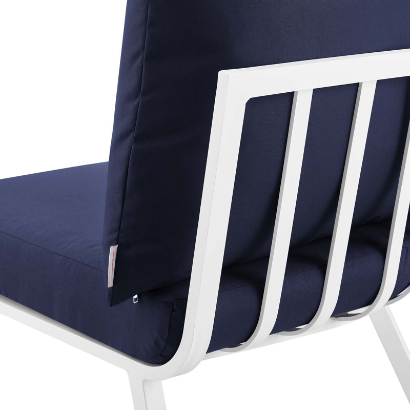 Ensemble de patio d'extérieur 5 pièces Riverside par Modway, Bleu marine, Blanc