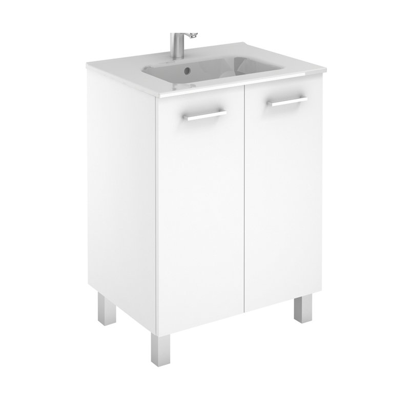 Logic 27.6'' Single Bathroom Vanity with Ceramic Top, Glossy White