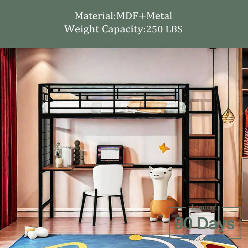 Lit mezzanine simple Ellette Kids, Noir