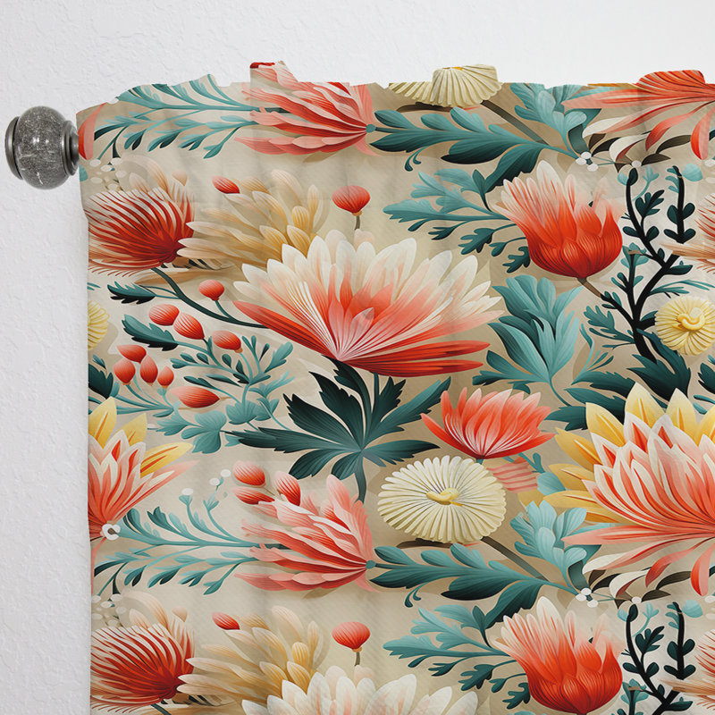 Motif tropical Coral Crêtes III - Rideau floral - Rideau floral obscurcissant - 1 panneau, L 52 po x L 108 po