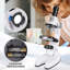 Microscope pour enfants 1200X avec lumière DEL, trousse de laboratoire à domicile et jouet d'apprentissage pour les STMM pour les enfants de 6 à 12 ans-118144294