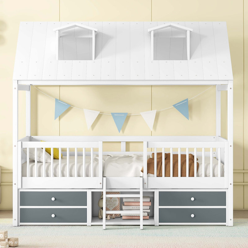 Structure de lit simple en bois, Blanc