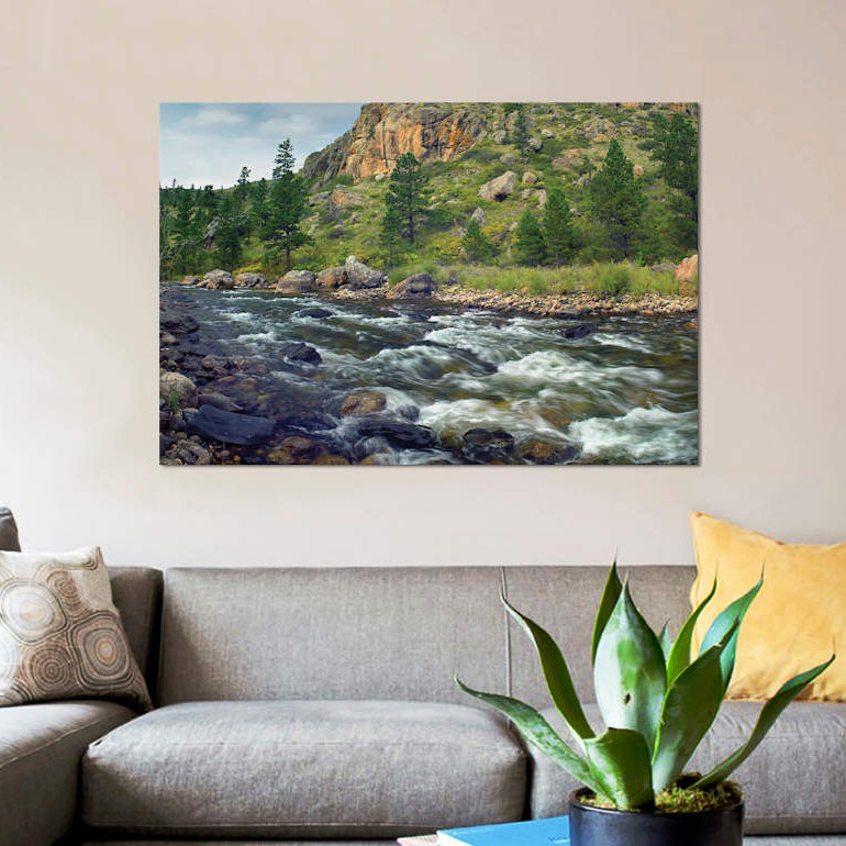 Rapids with Cliff Above Cache La Poudre River, Colorado - impression sur toile, H 12 po x L 18 po x P 1,5 po