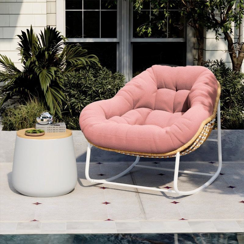 Chaise d'extérieur Cadynce, Blanc/naturel, Rose