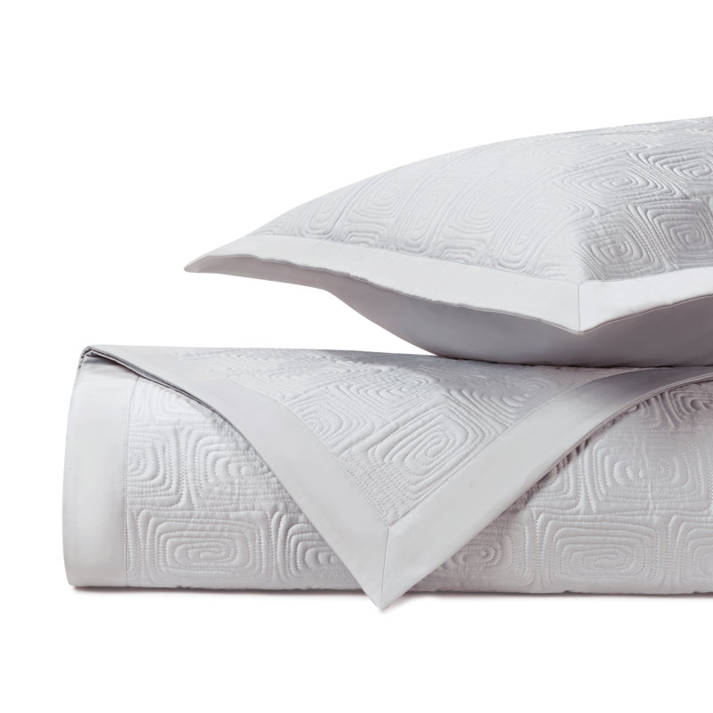 Maze Quilted Sateen Coverlet Set, Pebble, Queen Coverlet + 2 Standard Shams