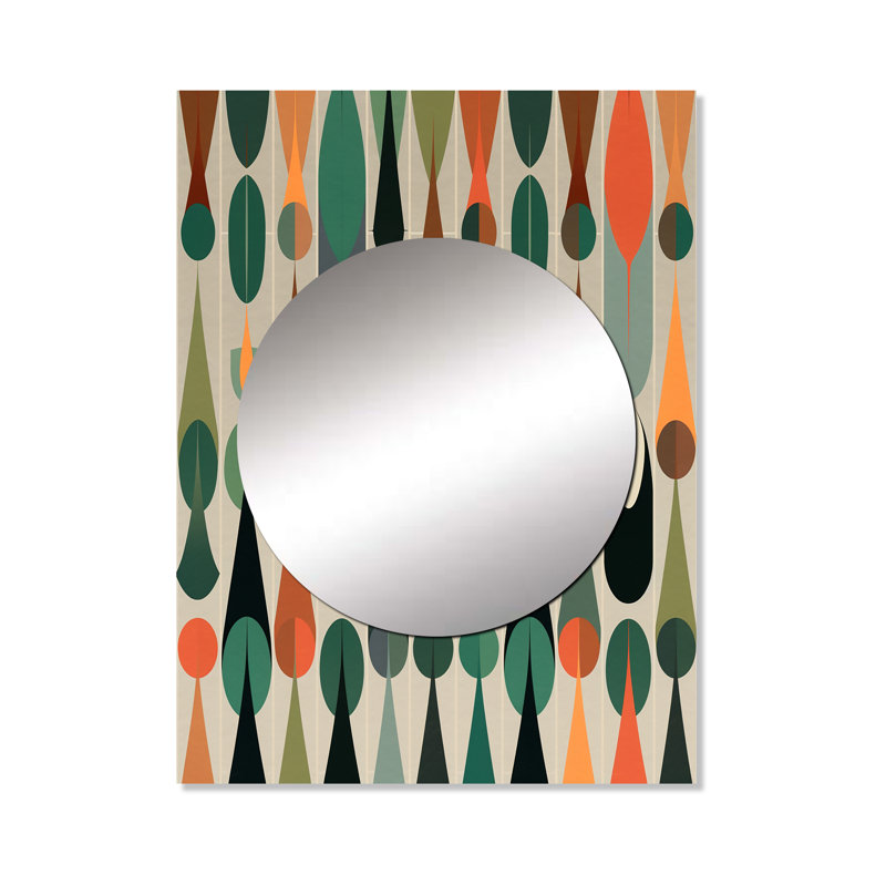 Mcjoy rétro abstrait gouttes X - miroir mural géométrique, miroir décoratif moderne, art imprimé en métal, 40 po x 30 po