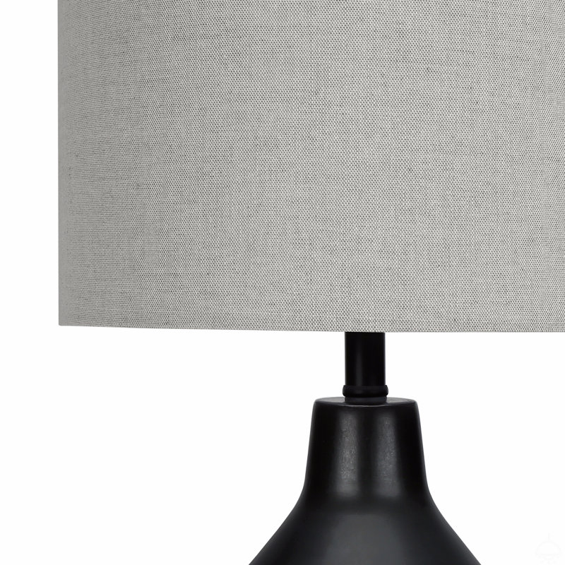 Lighting, H 24 ", lampe de table, béton noir, abat-jour, Noir, Blanc