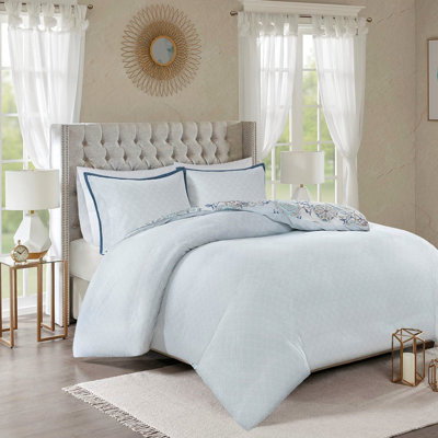 Housse de couette en coton doux et doux pour lit grand style réversible 3 pièces Shabby Chic