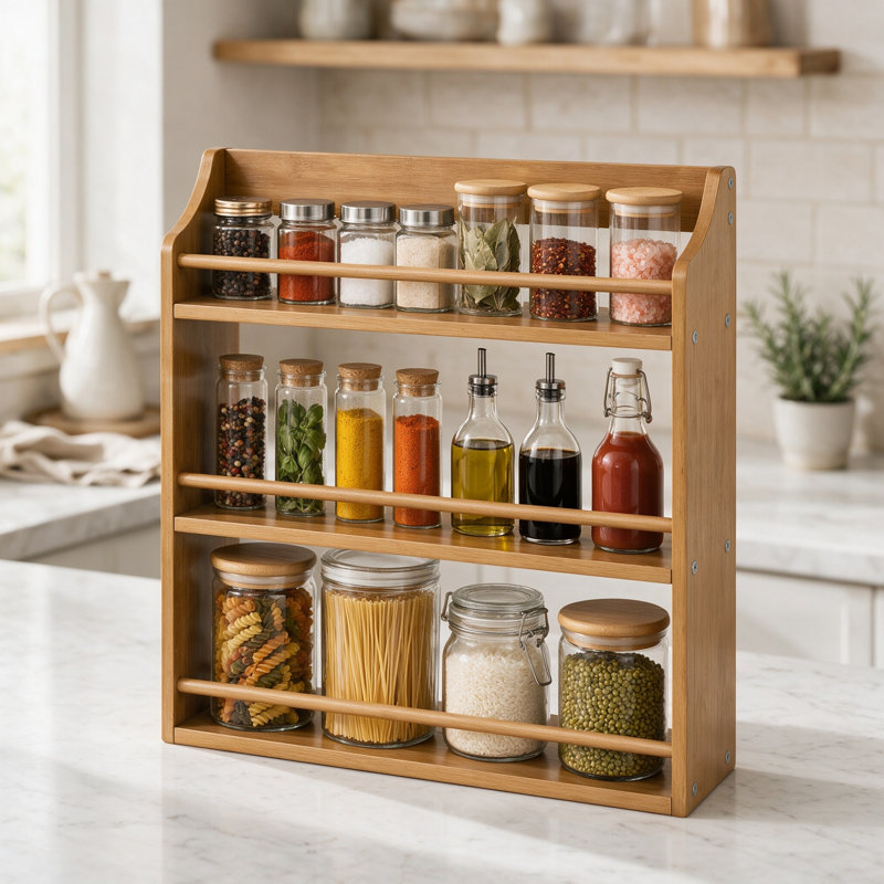 Freestanding Wood Spice Rack