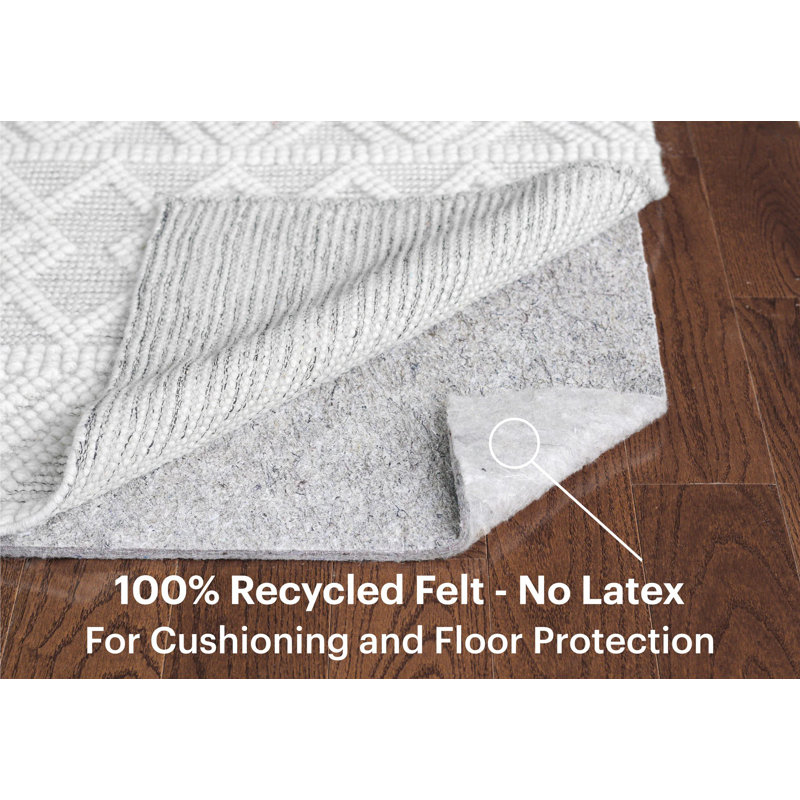 Gray Felt Cushioned Rectangle Area Rug Pad
