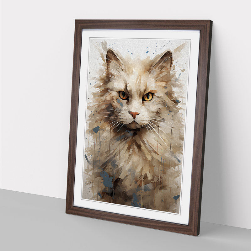 XYZ-FRM-V1223-5352 Ragdoll Cat Abstract - Single Picture Frame Print on Wood, 34cm H x 25cm W x 2cm D, Walnut