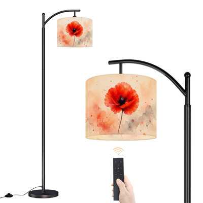 Lampe sur pied à DEL à intensité variable avec aquarelle rouge, abat-jour réglable en hauteur avec télécommande, pour le salon, la chambre et le bureau