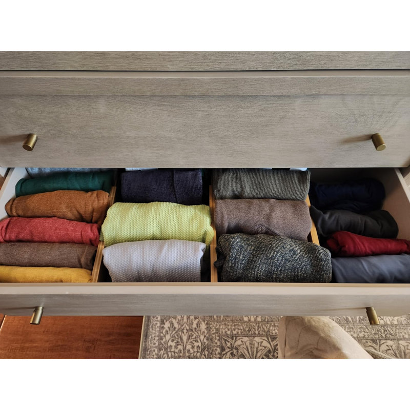 4 Pack Bamboo Drawer Dividers – Adjustable 17-22" Expandable Organizer for Kitchen, Bedroom, Bathroom, Dresser & Office, Natural