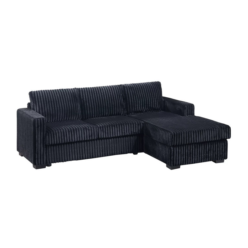 Canapé modulaire en velours côtelé Romford, Velours côtelé noir