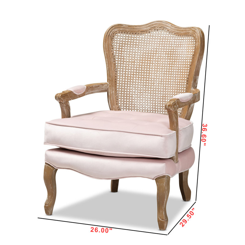 Abington Velvet Armchair, Light Pink