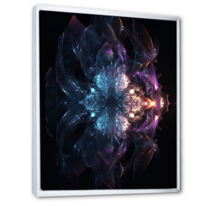 Cristal cosmique abstrait dans l'espace lointain - impression, Cadre flottant blanc, H 44 po x l 34 po x P 1,5 po