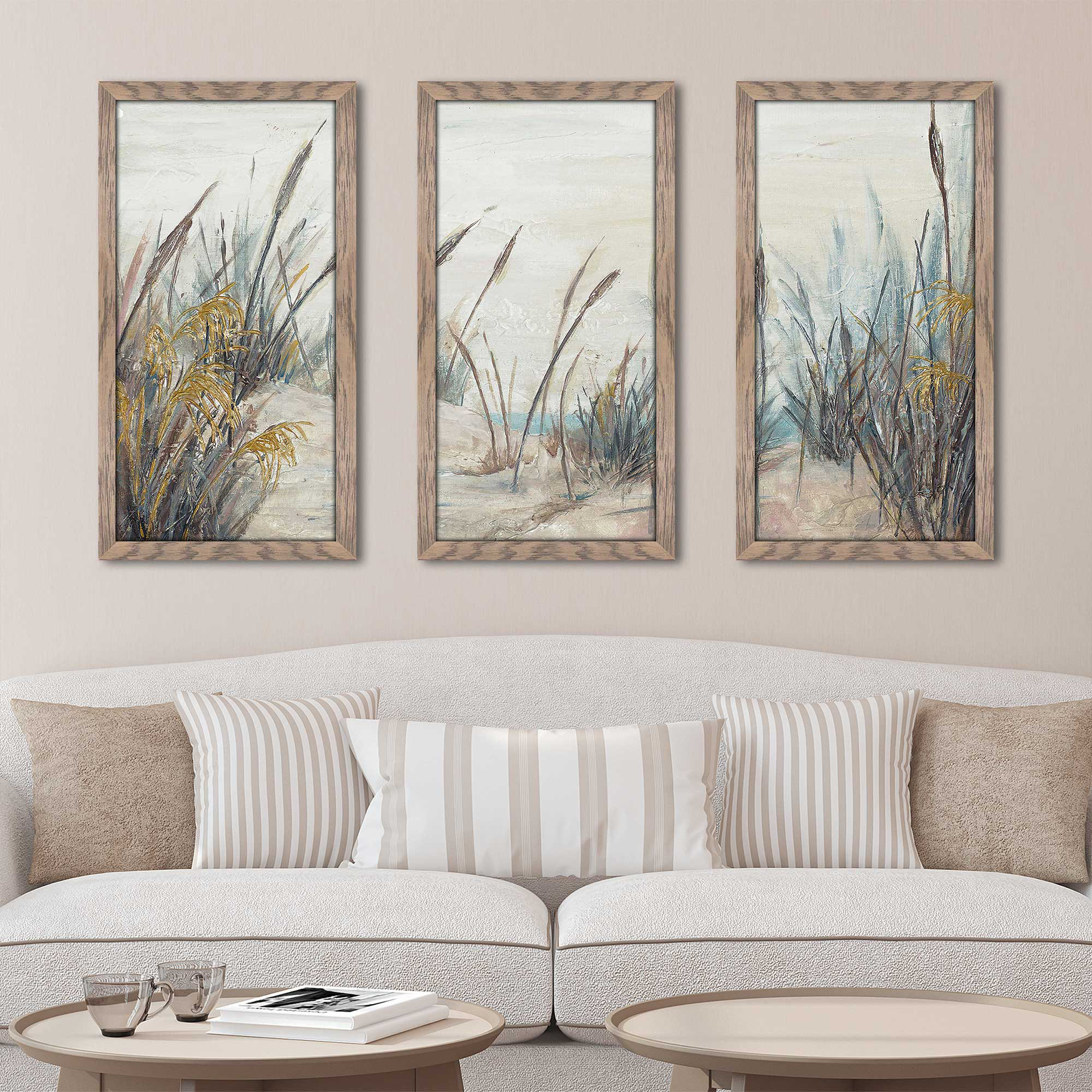 Highland Dunes Tall Beach Grass Framed On Plastic / Acrylic 3 Pieces ...