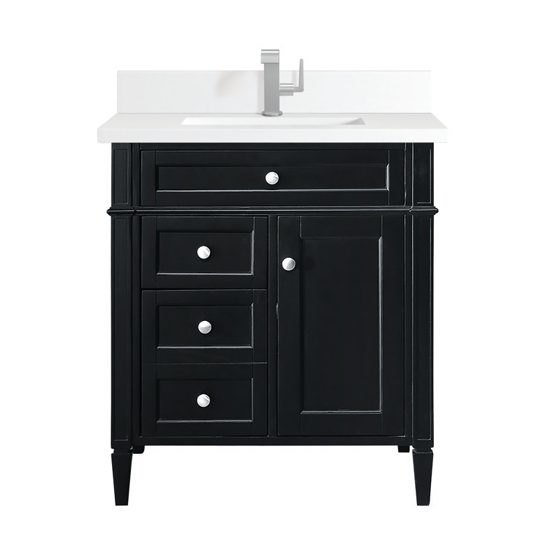 Brittany 30'' W Single Vanity, Black Onyx, White Zeus, Single-Hole
