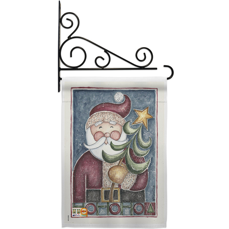 Arbre de Noël à 2 faces en polyester 19 x 13 po Hohoho Ensemble de drapeaux
