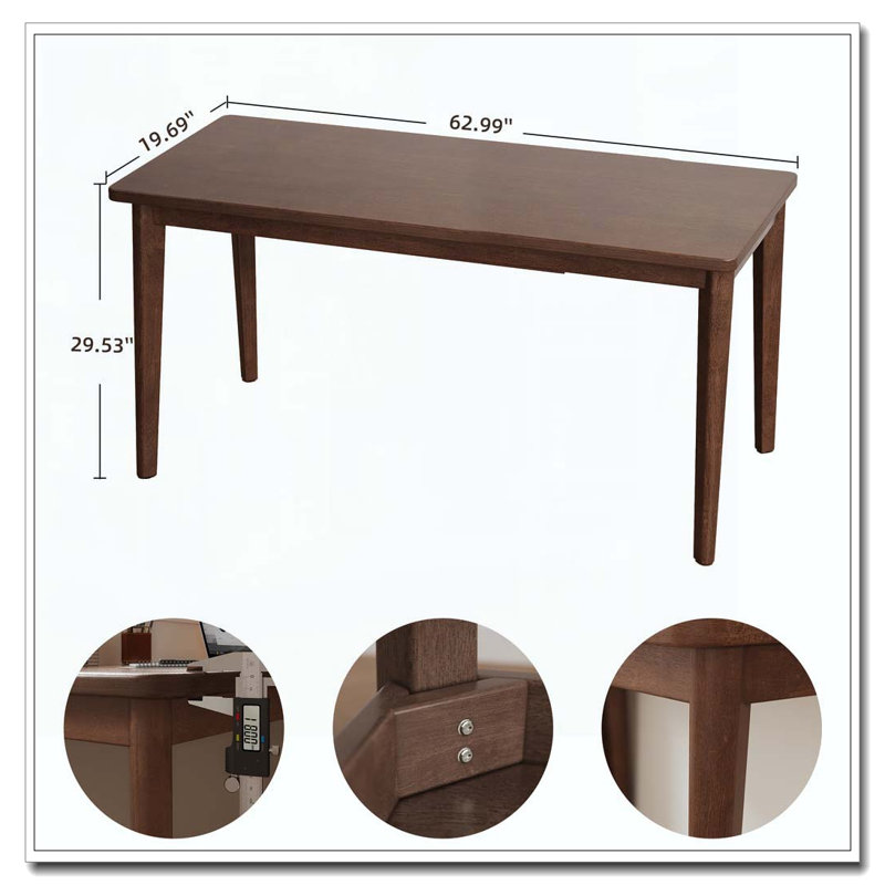 Bureau moderne en bois massif, 63 x 19.7 Inch
