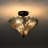 3-Light Black Ceiling Light with Blue & Amber Feather Glass Shade