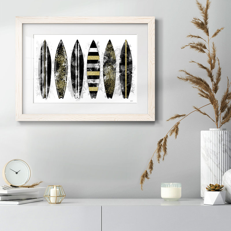 Golden Surf - impression encadrée rustique avec tableau mat, Blanc, H 18 po x l 26 po x P 1,5 po