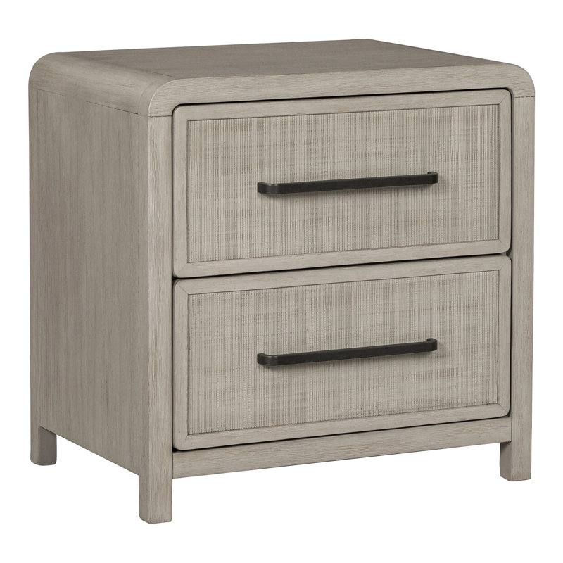 Dovie Solid Wood 2-Drawer Nightstand With Usb Charger