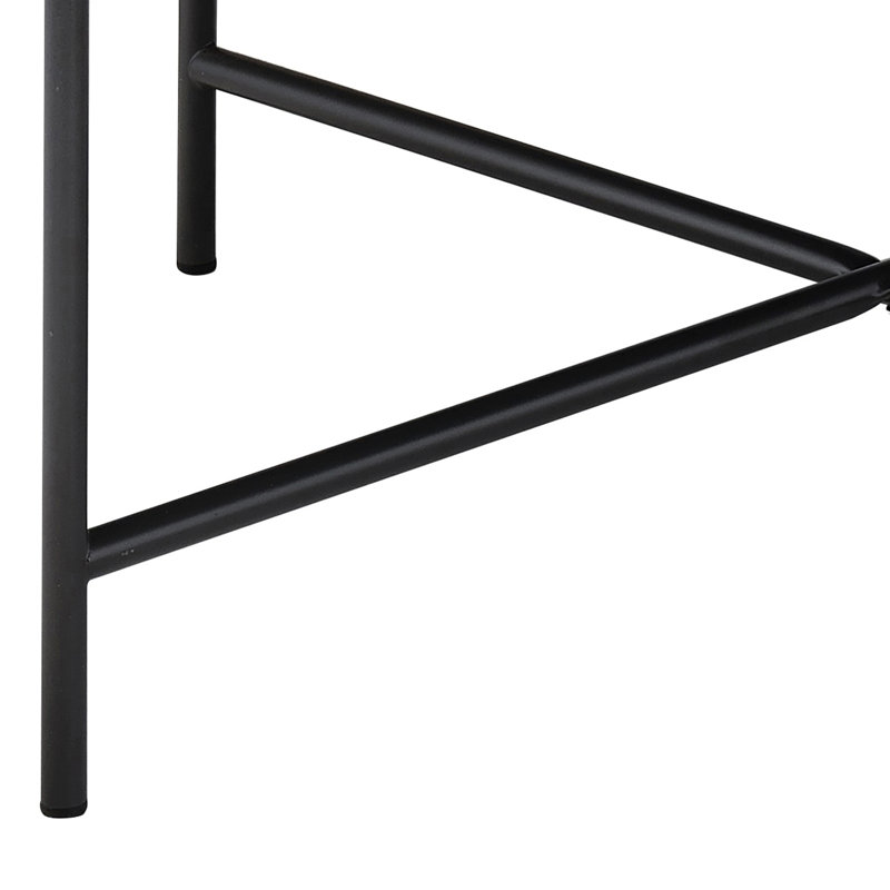 Table grise et noire de style industriel avec garniture en métal et plateau en bois