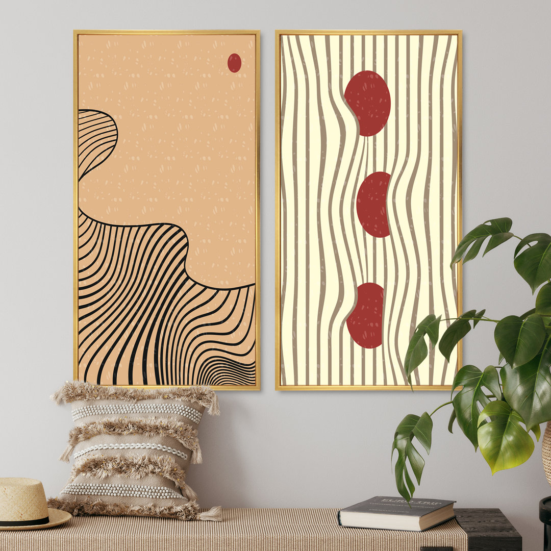 Retro Japanese Minimal Geometric Typography II " Retro Japanese Minimal Geometric Typography II " by Designart 2 - Pieces Wrought Studio™ 