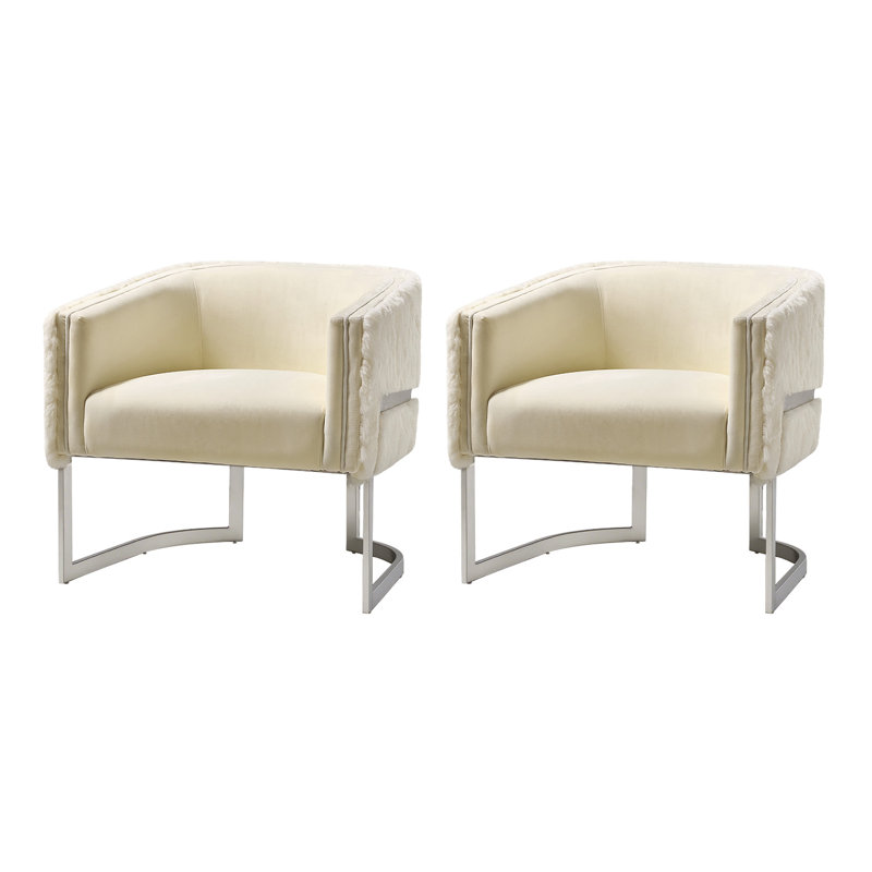 Rosetta Glam Armchair With Metal Legs, Ivory
