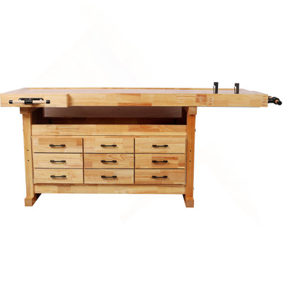 9 Drawer Butcher Block Workbench,A Heavy-Duty Workbench With Valuable Storage Space