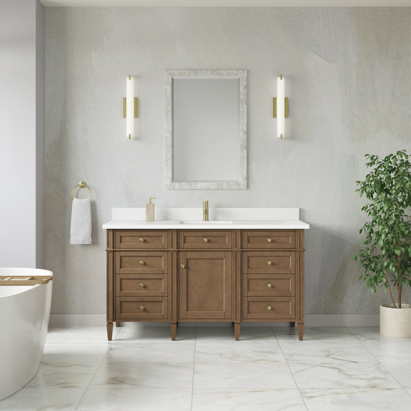 Meuble-lavabo simple 60 po Dussault, Blanc Zeus, Trou unique, Pacane