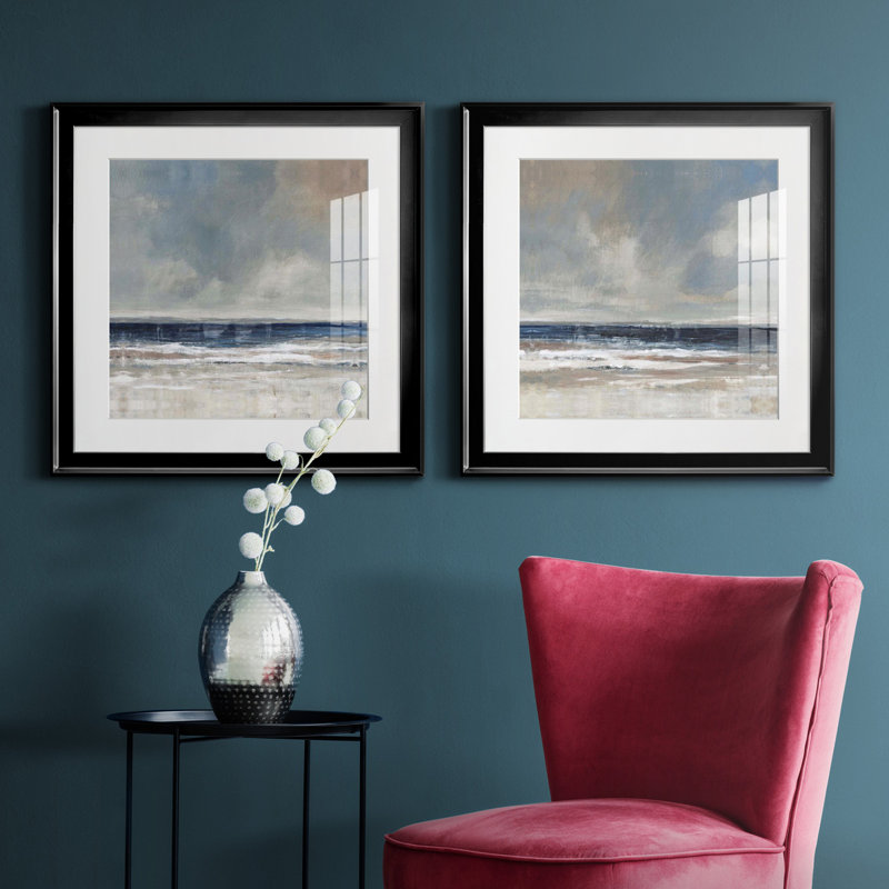 Embellished Distant Land I - Ensemble de 2 reproductions d'art encadrées, H 17,5 po x l 35 po, Toile encadrée, Noir