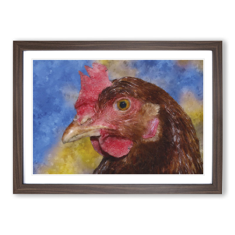 Hen - Framed Print, Walnut Framed, 27cm H x 36cm W x 2cm D