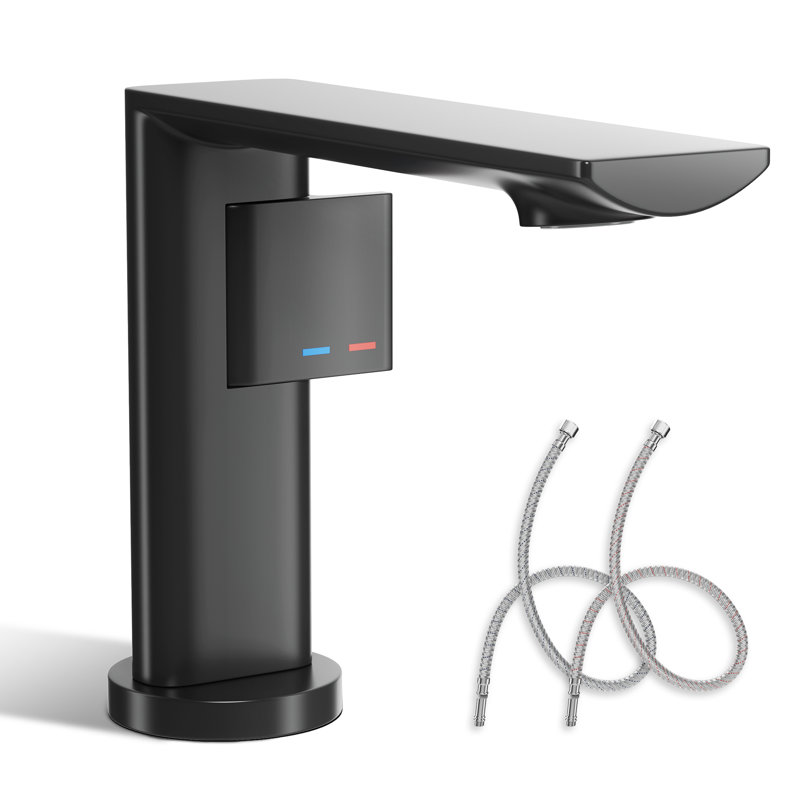 Solid Brass Body Matte black wide range bathroom faucet (with water supply pipe), free to move, easy to install Bathroom Sink Faucet