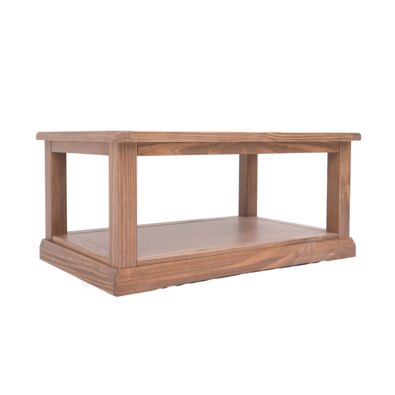 Harrell Frame Coffee Table with Storage, Lacquered Pine