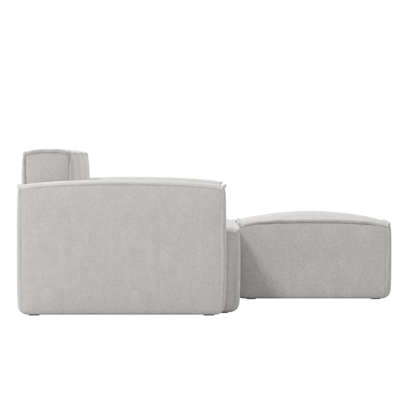 Canapé modulaire avec repose-pieds 4 pièces Bridgetown, Mélange de polyester crème