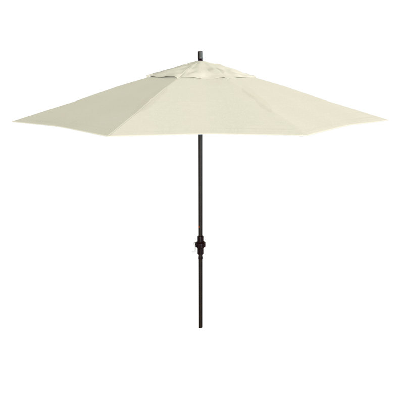 Parasol en bronze 11 pi avec manivelle en toile Pacifica, Crème Pacifica